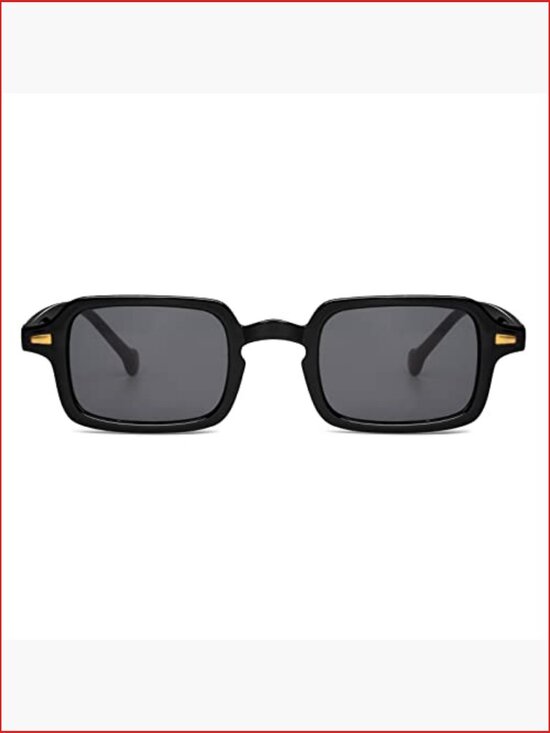 Small Rectangle Retro Sunglasses for Men Women Trendy Vintage Square Sun